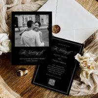Elegancia italiana negra | Código QR y Boda fotogr