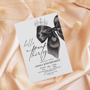 Invitación Elegancia Lazo Negro Cumpleaños 30