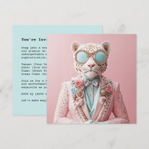 Invitación Elegancia lujosa de leopardo rosa