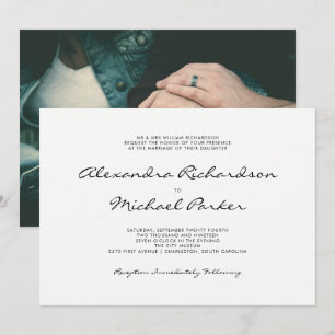 Invitación Elegancia mínima   Foto de Boda blanco y negro