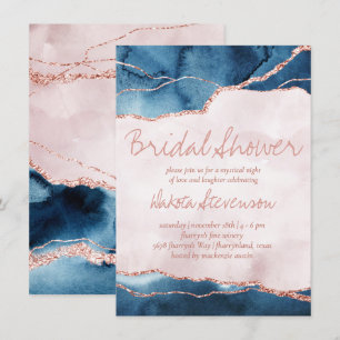 Invitación Elegancia mística   Ducha nupcial de Blue Pink Aga