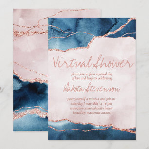 Invitación Elegancia mística Ducha virtual Agate rosa azul