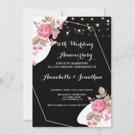 Invitación Elegancia moderna Aniversario de la flor rosada st