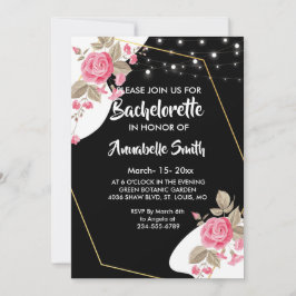Invitación Elegancia moderna bachiller de luz de cuerda flora