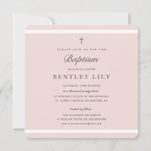 Invitación Elegancia Moderna Bautizo de Niñas