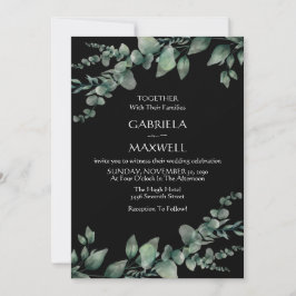 Invitación Elegancia moderna Boda de eucalipto negro