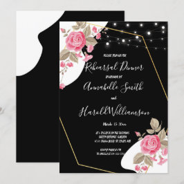 Invitación Elegancia moderna cuerda floral rosaCena ensayada
