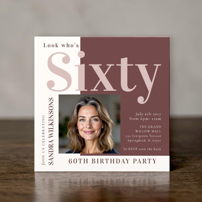Invitación Elegancia Moderna Cumpleaños Sesenta (Subido por el creador)