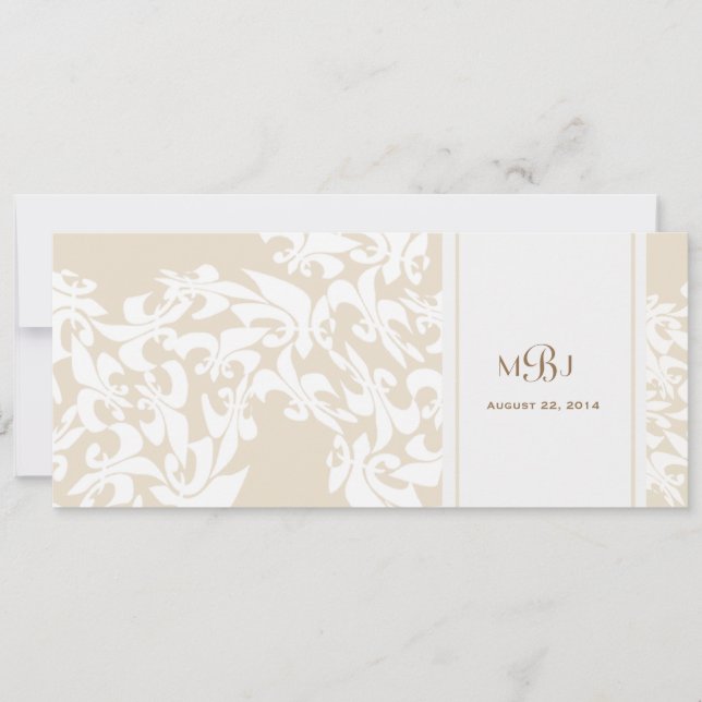 Invitación Elegancia moderna Ecru Fleur de Lis Boda (Anverso)