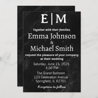 Invitación Elegancia moderna en blanco y negro