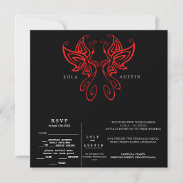 Invitación Elegancia moderna en blanco y negro Boda rojo todo