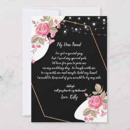 Invitación Elegancia moderna Floral rosa será mi dama de hono
