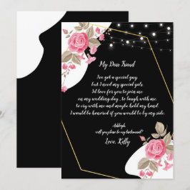 Invitación Elegancia moderna Floral rosa será mi dama de hono