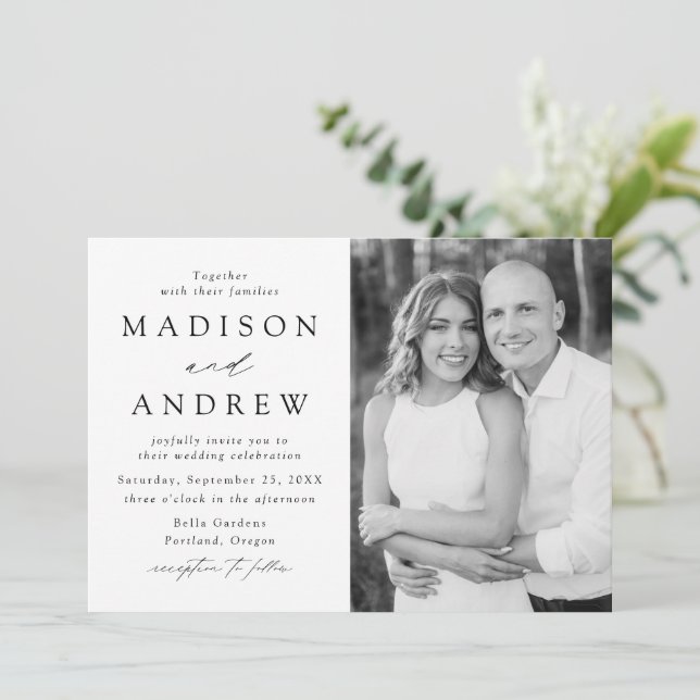 Invitación Elegancia Moderna Foto Boda (Anverso de pie)