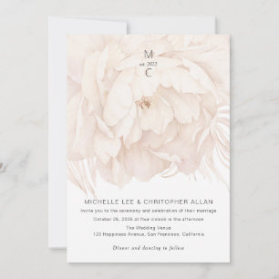 Invitación Elegancia moderna peonia en boda beige-jardín