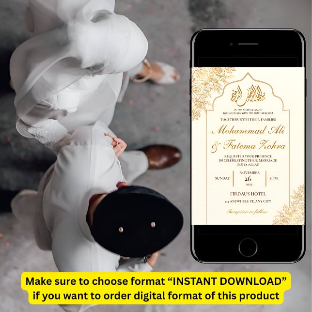 Invitación Elegancia Musulmana Boda Nikah Mezquita Floral de  (Subido por el creador)