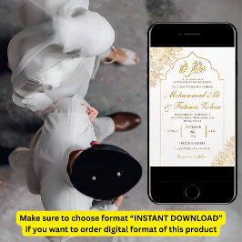 Invitación Elegancia Musulmana Boda Nikah Mezquita Floral Dor