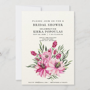Invitación Elegancia Natural Boho Floral Rosa Ducha De Novias