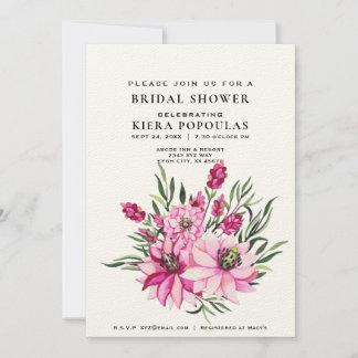 Invitación Elegancia Natural Boho Floral Rosa Ducha De Novias