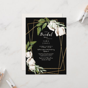 Invitación Elegancia Negra Foliage Bridal Shower