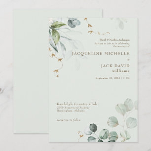 Invitación Elegancia Novia Padres Boda Light Sage