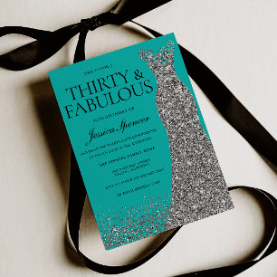 Invitación Elegancia Plateada 30 ¡Y Fabulosa! Cumpleaños 30