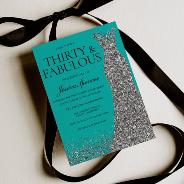 Invitación Elegancia Plateada 30 ¡Y Fabulosa! Cumpleaños 30 (Subido por el creador)