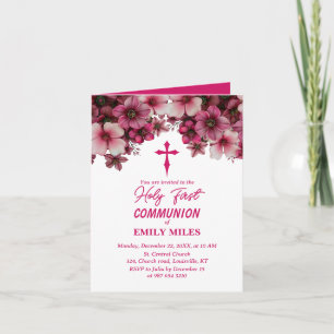 Invitación Elegancia pura floral primera comunión católica