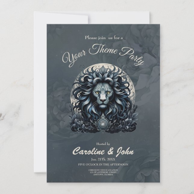 Invitación Elegancia real, majestuosa mirada ornamentada cabe (Anverso)