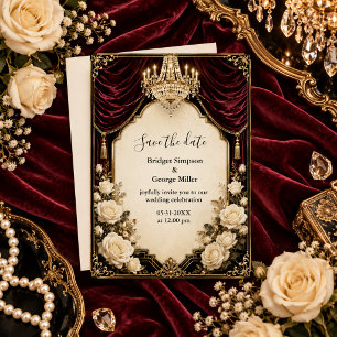 Invitación Elegancia retro de la Rosa de Hollywood antiguo