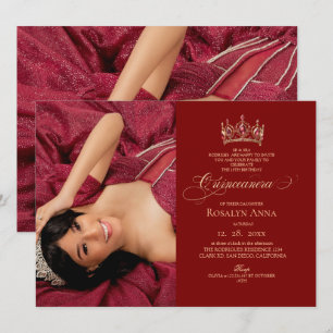 Invitación Elegancia Roja Princesa Quinceañera Foto