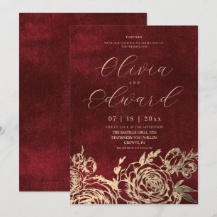 Invitación Elegancia Romántica Boda Burgundy 