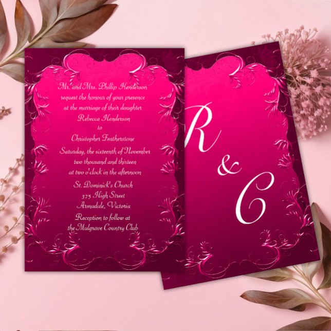 Invitación Elegancia romántica Boda Vintage rosa (Subido por el creador)