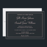 Invitación Elegancia rosa azul y turbia<br><div class="desc">La elegancia rosa azul y turquesa es un bonito esquema de colores que es ideal para tu boda. Con un fondo azul oscuro,  su información está cubierta por un polvoriento marco rosado. El texto también está escrito en este color rosa complementario. ¡Personalice hoy estas invitaciones de boda!</div>