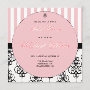 Invitación Elegancia rosada Baby Shower