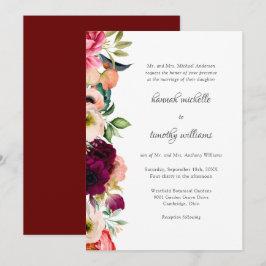 Invitación Elegancia rústica Boho Boda de acuarela floral