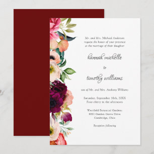 Invitación Elegancia rústica Boho Boda de acuarela floral