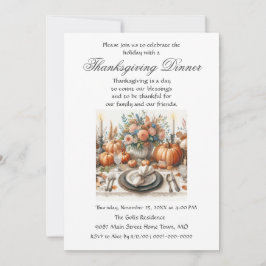 Invitación Elegancia Rústica Cena de Acción de Gracias con Am