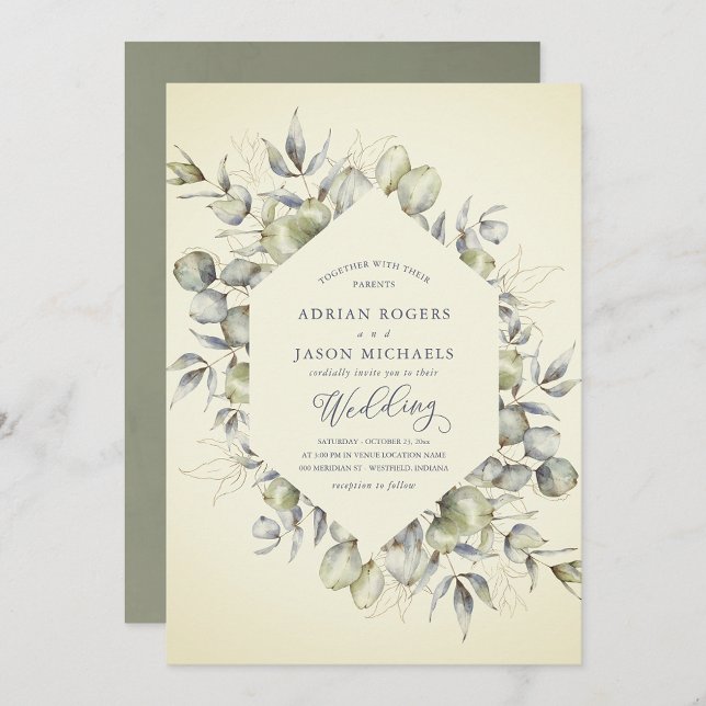 Invitación Elegancia rústica Eucalyptus Greenery Boda (Subido por el creador)
