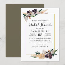 Elegancia rústica Pine Cone y Fern Bridal Shower