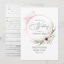 Elegancia rústica verde y código QR Boda de cobre