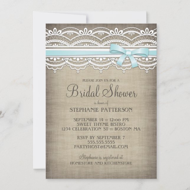 Invitación Elegancia rústica vintage y ducha de novia (Anverso)