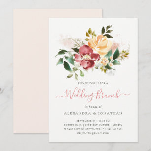 Invitación Elegancia Rústica   Watercolor Floral Boda Brunch