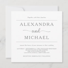 Invitación Elegancia simple| Boda gris y blanco mínimo