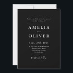 Invitación Elegancia simple Boda Minimalista negro y blanco<br><div class="desc">Una invitación nupcial moderna</div>