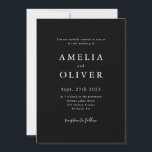 Invitación Elegancia simple Boda Minimalista negro y blanco<br><div class="desc">Una invitación nupcial moderna</div>
