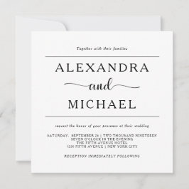 Invitación Elegancia simple | Boda mínimo en blanco y negro