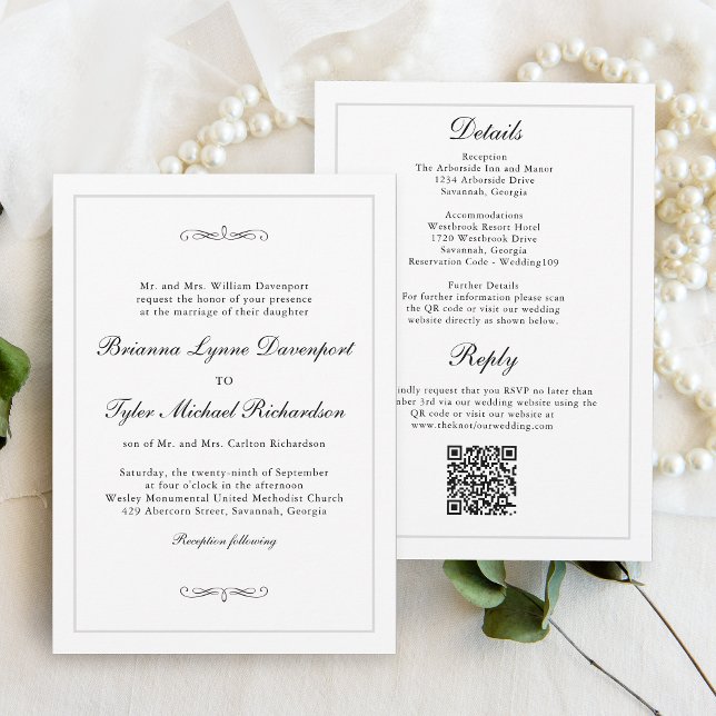 Invitación Elegancia simple clásica todo en un Boda (Subido por el creador)