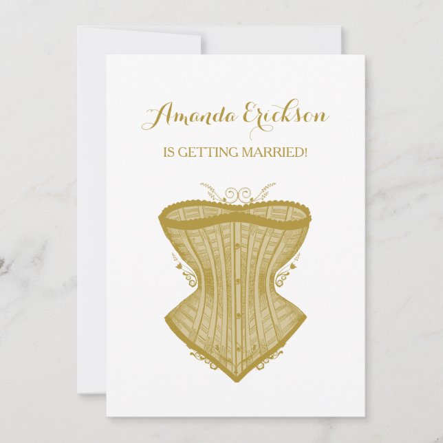 Invitación Elegancia simple Corset dorado Lingerie Bridal Sho (Anverso)
