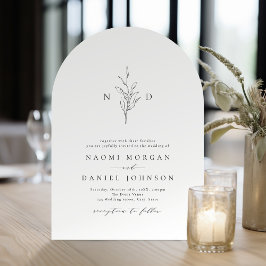Invitación Elegancia simple monograma botánico boda rústica